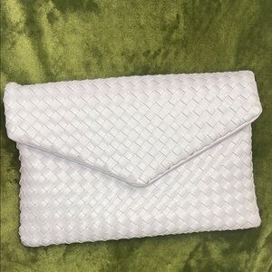 Elegant Lilac Woven Clutch comes with chain